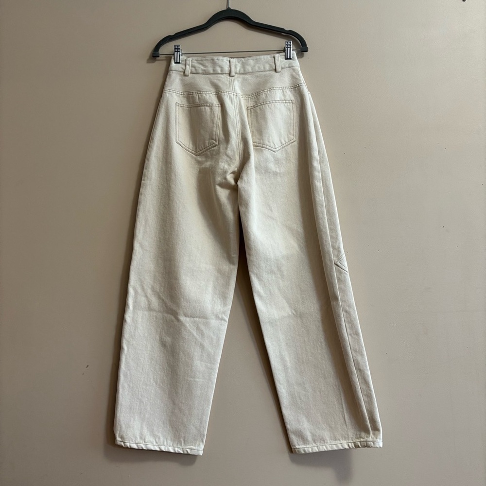 NOMIA NYC Sz 29 Paneled Wide Leg Jeans In Ecru new without tag Designer - Picture 3 of 12
